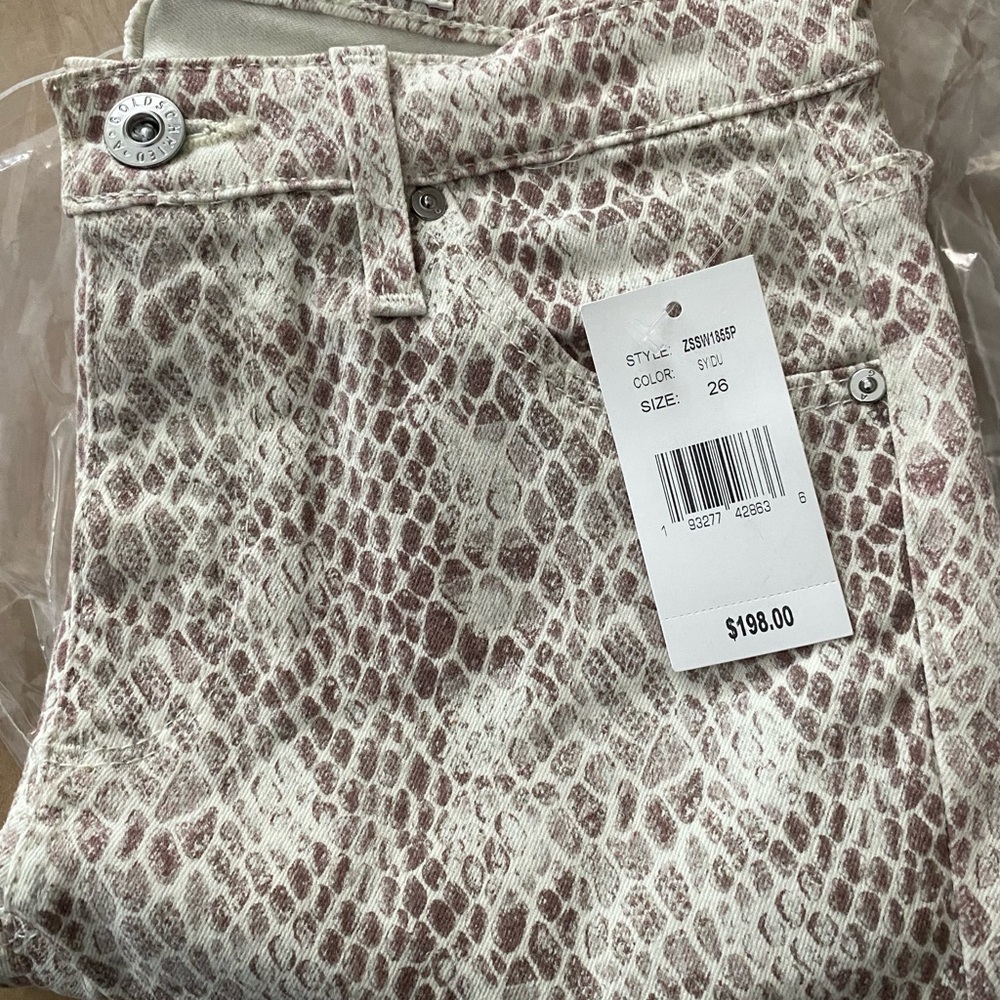 AG Adriano Goldschmied Women's Size 26 Prima Cigarette Ankle Snakeskin Jeans NWT